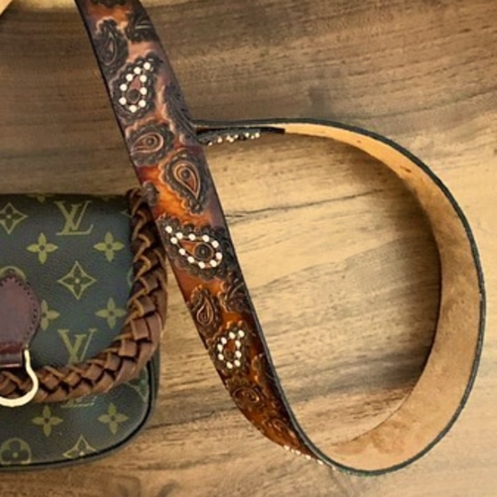 Brown Leather Tony Lama purse strap